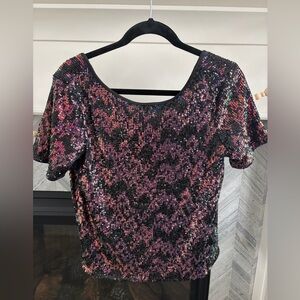 Evereve • Sanctuary Sequin Scoop Neck Tee Black S NWT